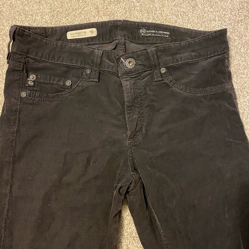 Ag Denim Corduroy Super Skinny Grey Jegging Sz 29
